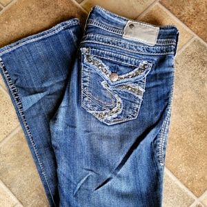 Silver ladies boot cut jeans 28 x 31